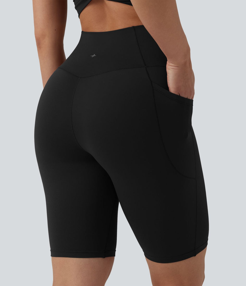 SoftlyZero™ Short cycliste de yoga croisé taille haute 23 cm avec poches - UPF50+