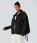 Veste Sherpa 2-en-1 col montant avec nœud et poches