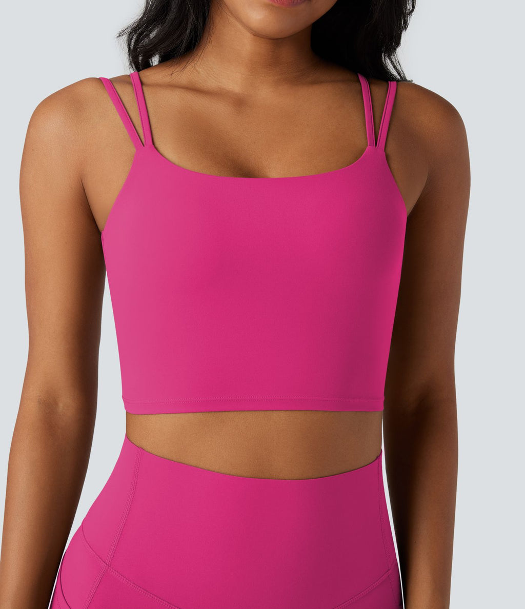 Débardeur yoga court Halara UltraSculpt™ double bretelles torsadé dos nu