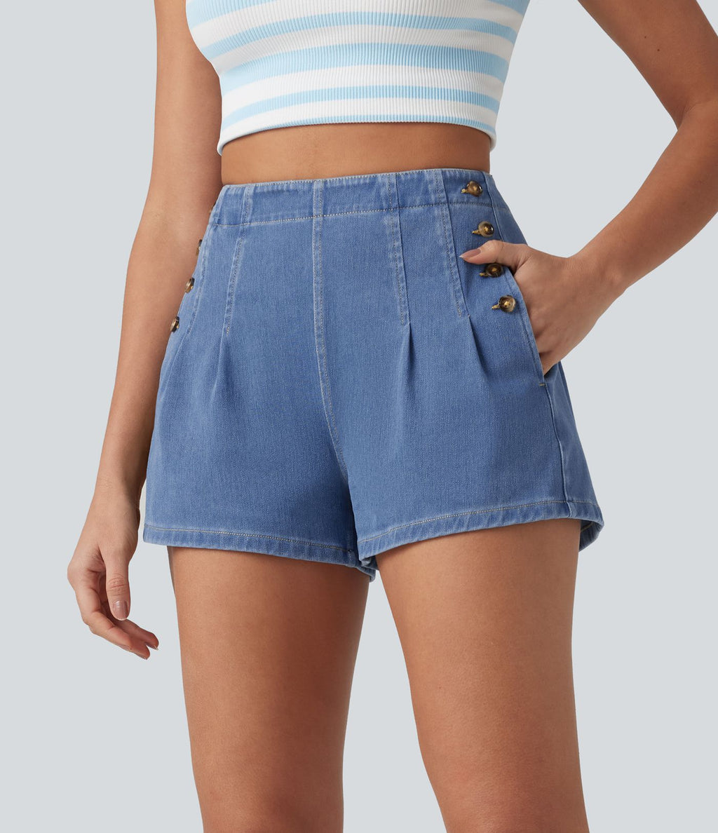 Halara Flex™ Short en denim taille haute 7,5 cm avec poches