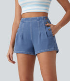 Halara Flex™ Short en denim taille haute 7,5 cm avec poches