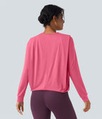 Haut de sport yoga col rond manches longues froncé - UPF50+