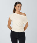 Top Casual Épaules Dénudées Manches Courtes Ruchées