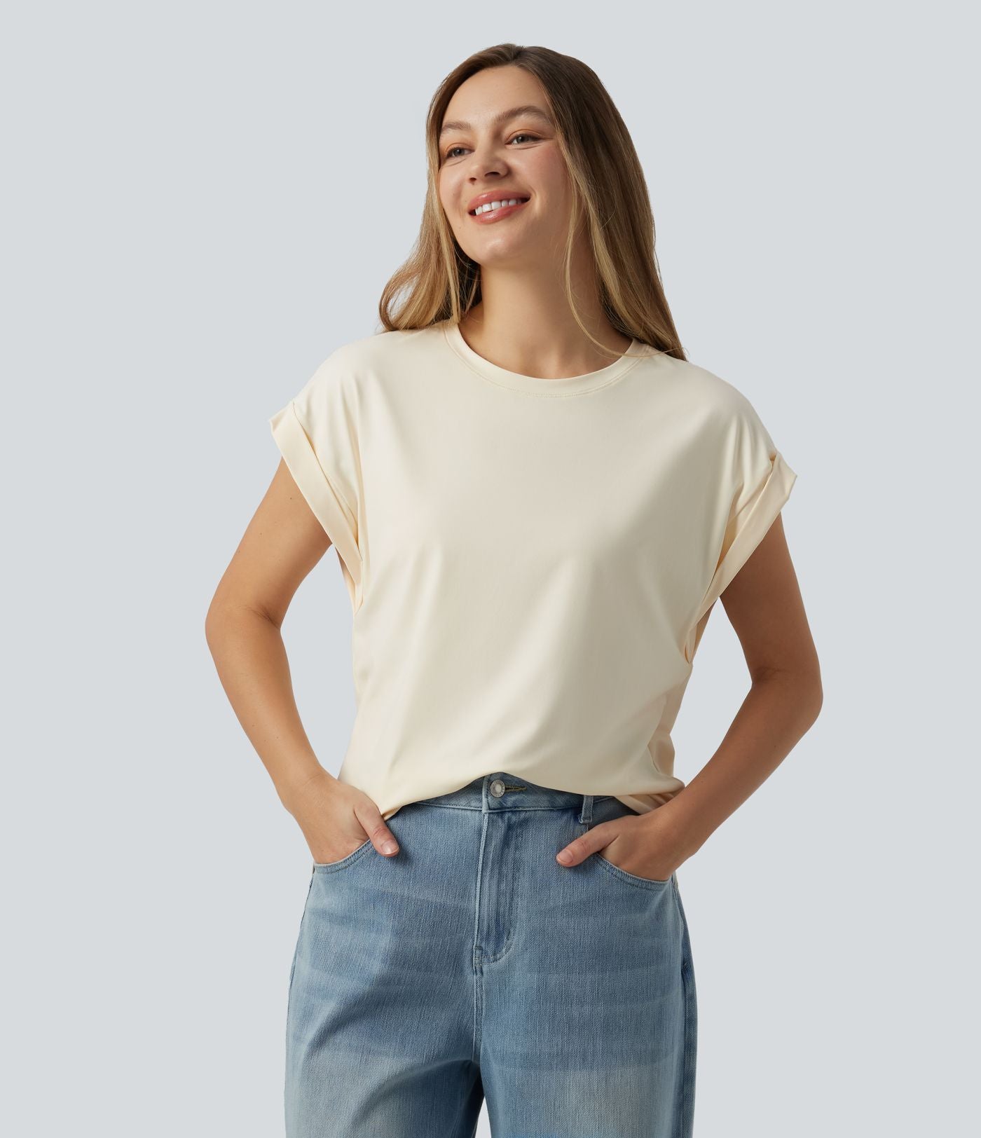 T-shirt casual à col rond et manches courtes