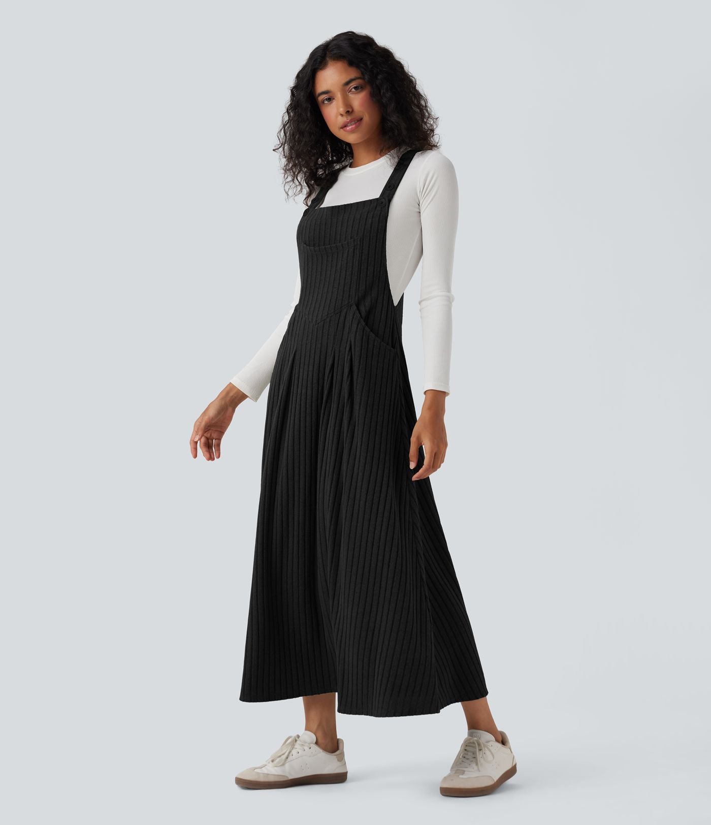 Robe de chasuble décontractée maille côtelée avec poches