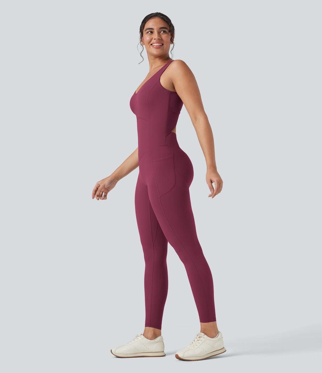 Combinaison de sport Halara UltraSculpt™ col V gainante push-up à poches