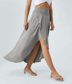 Jupe Longue Casual Breezeful™ Taille Haute à Volants 2en1 Fluide Sèchement Rapide Quotidien Maxi