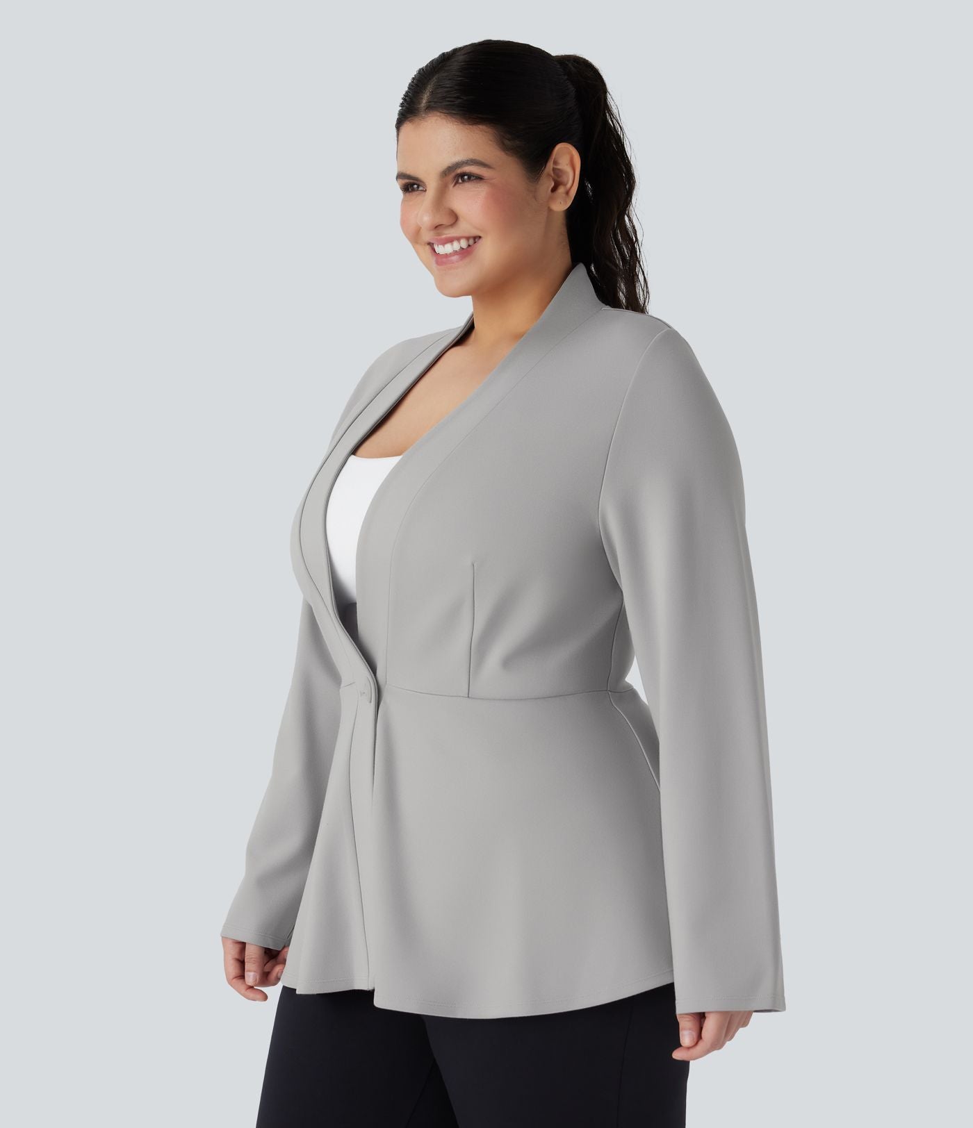 Veste de travail basque devant unique col V grande taille