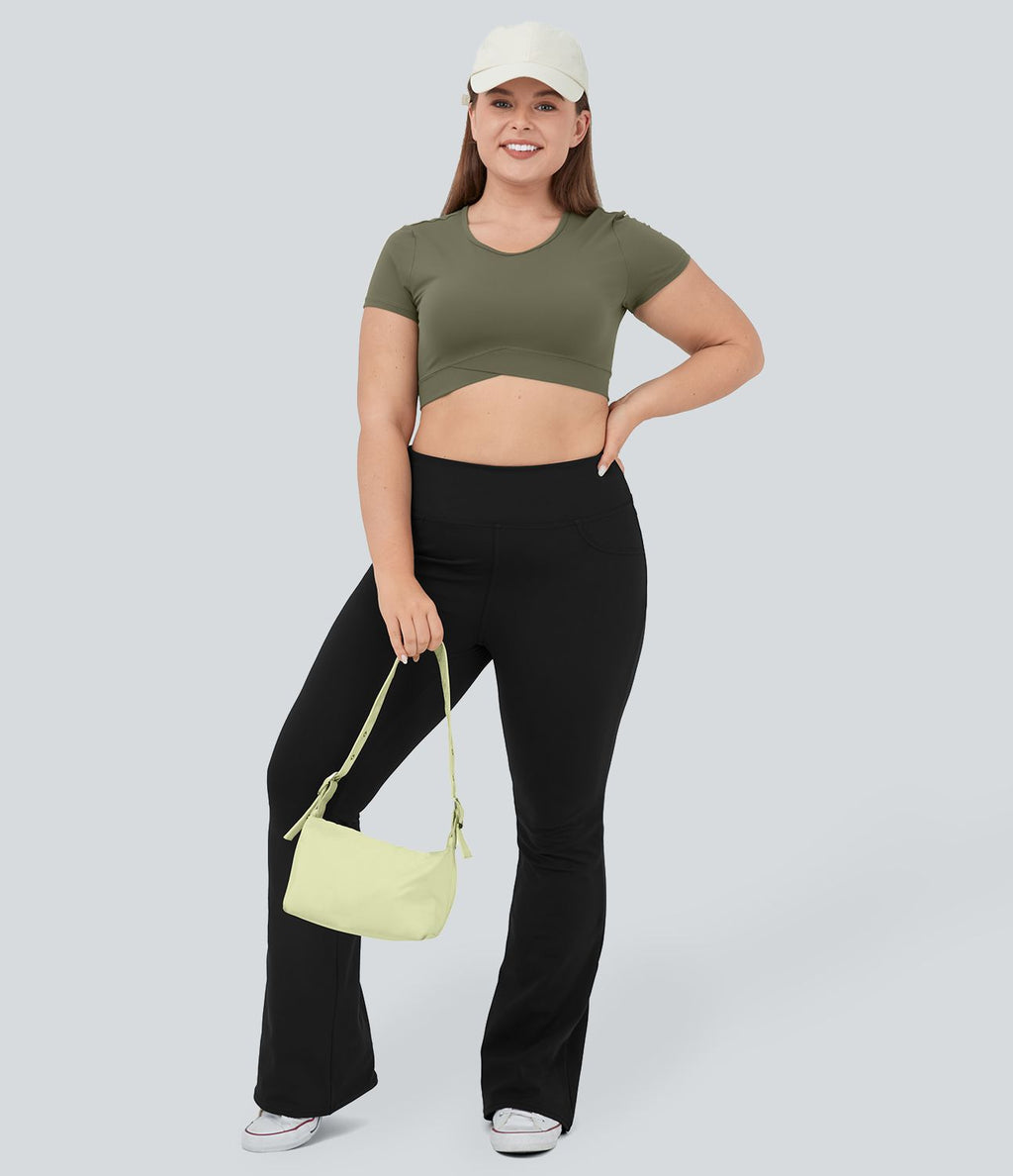 Legging yoga évasé grande taille taille haute DayStretch avec poches