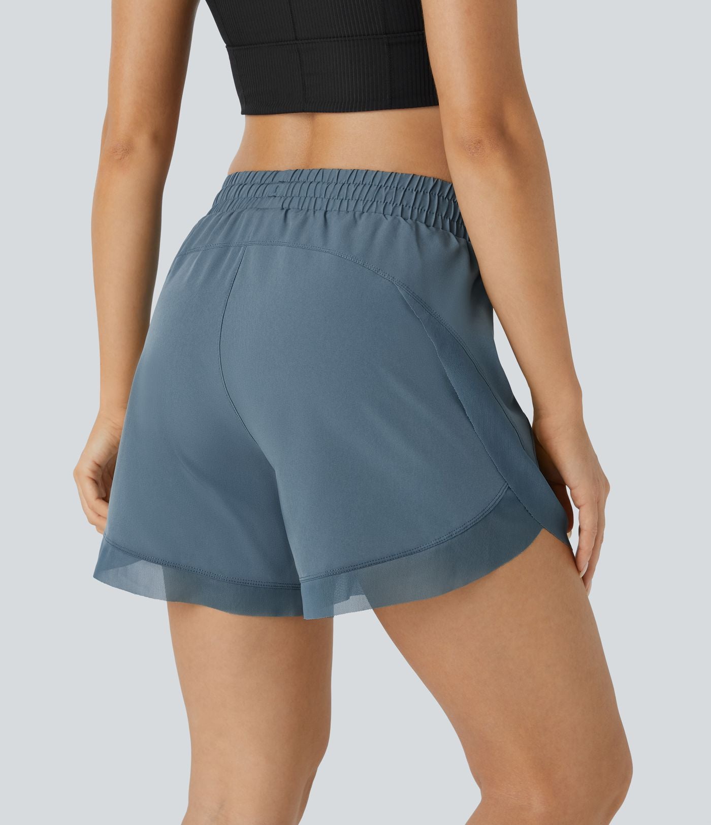 Short 12,5cm Running Fluide 2 en Taille Mi-Haut Cordon de Serrage Mesh Contrastant