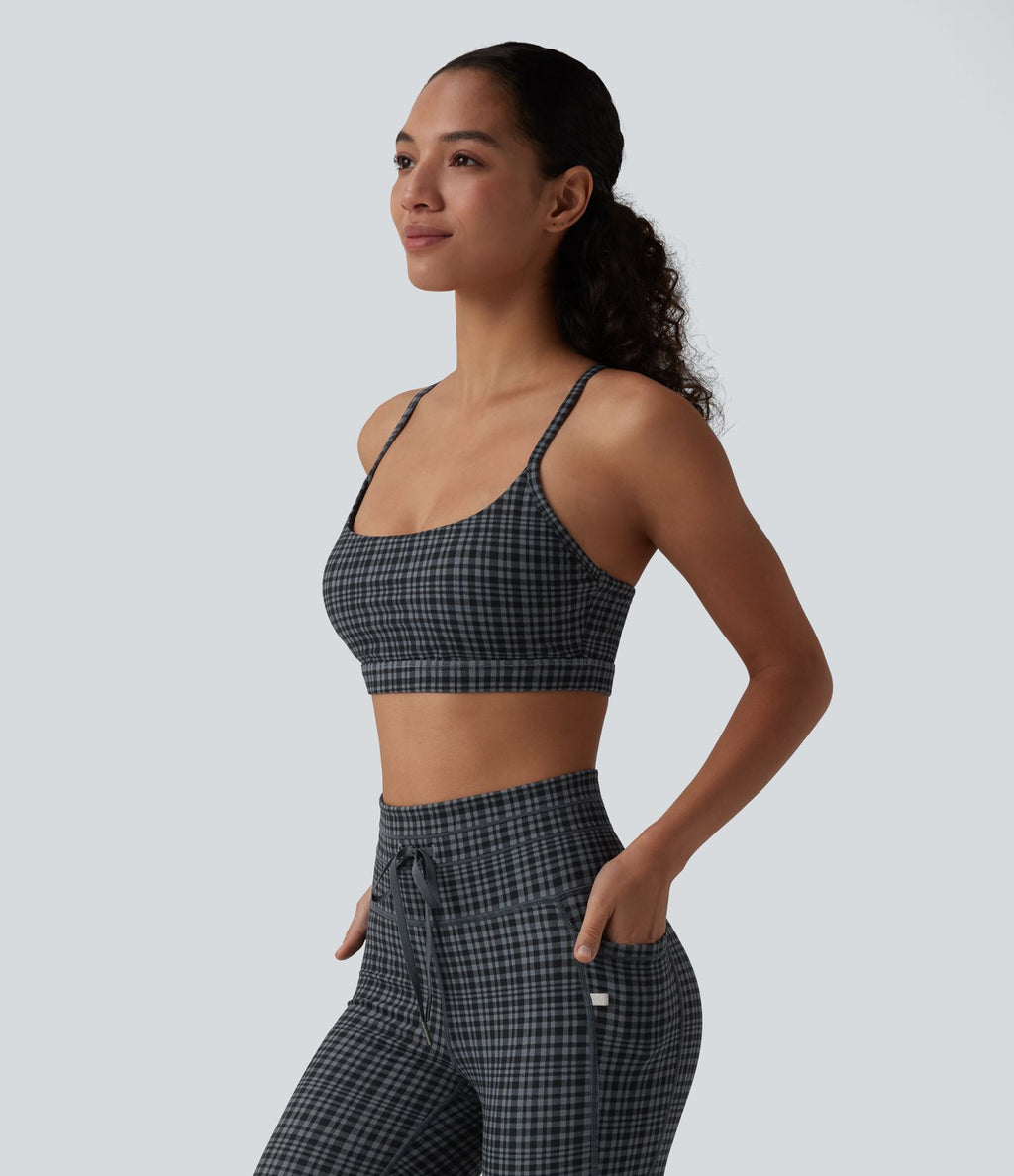 Halara UltraSculpt™ Brassière de sport yoga maintien léger imprimé carreaux