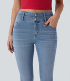 Jean ajusté Halara Flex™ taille mi-haute double ceinture avec poches