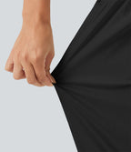 Pantalon jogging décontractée taille mi-haute en coton et lin avec poches