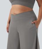 Pantalon corsaire grande taille large SoftlyZero™ Airy taille haute croisée effet frais InstantCool avec poches