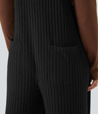 Salopette casual grande taille tricot côtelé avec poches