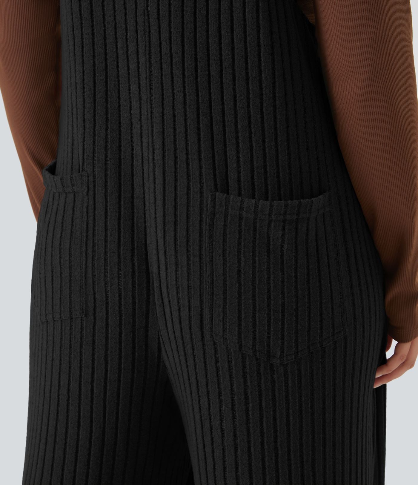Salopette casual grande taille tricot côtelé avec poches