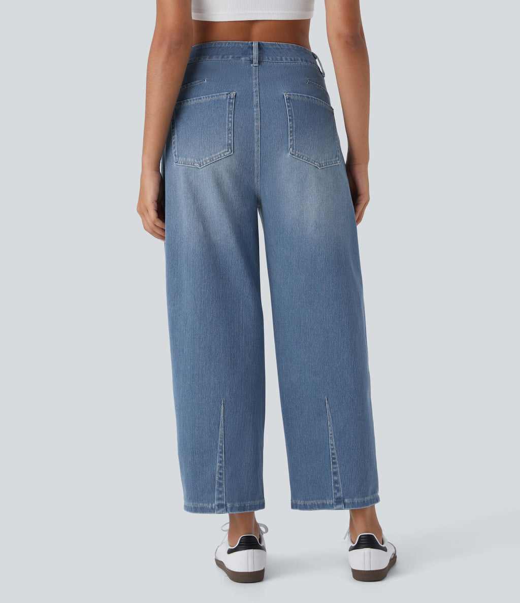 Jean Barrel 7/8 décontracté taille mi-haute avec poches Halara Flex™