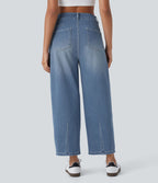 Jean Barrel 7/8 décontracté taille mi-haute avec poches Halara Flex™