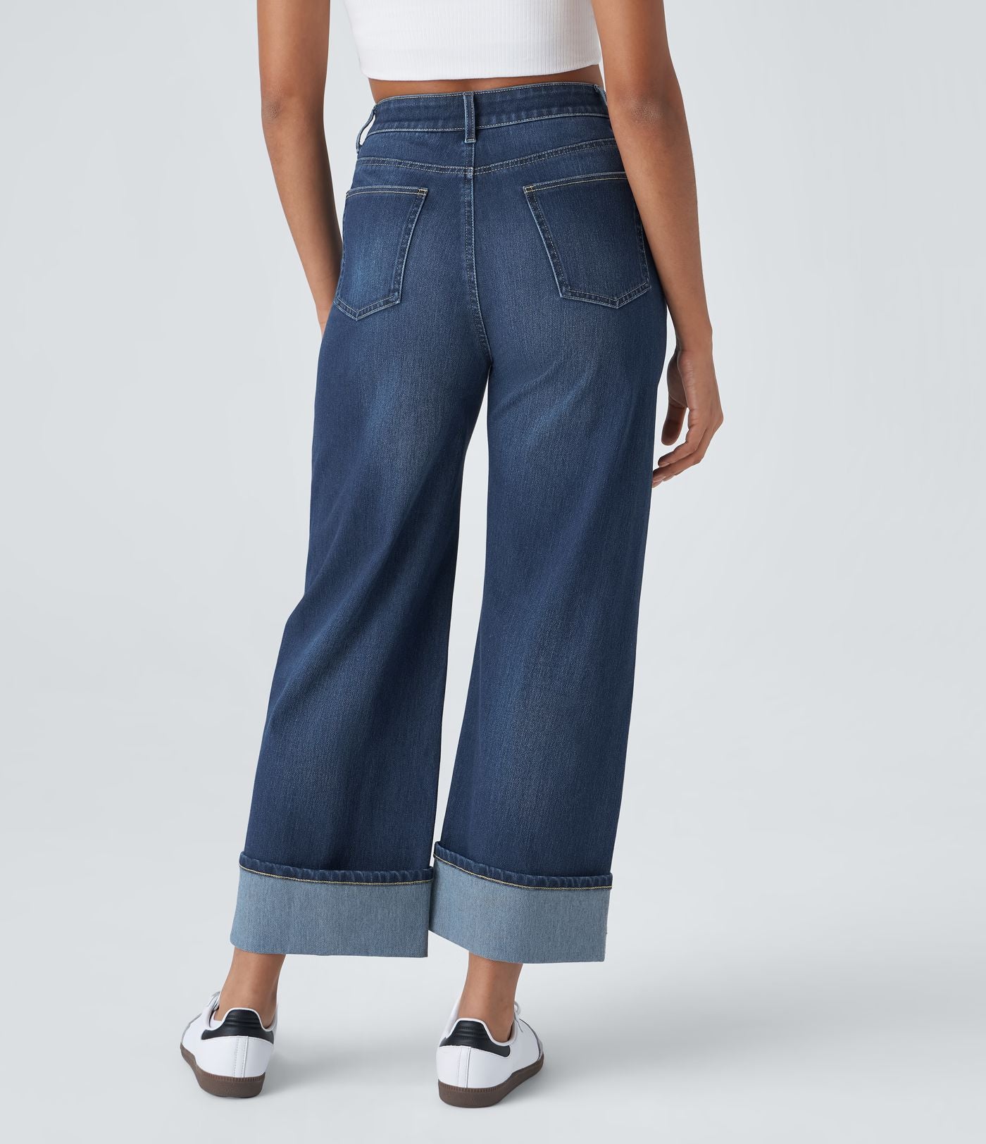 Halara Flex™ Jean Larges Taille Haute Ourlet Roulotté Multiples Poches