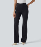 Pantalon tailleur évasé à rayures taille haute avec poches