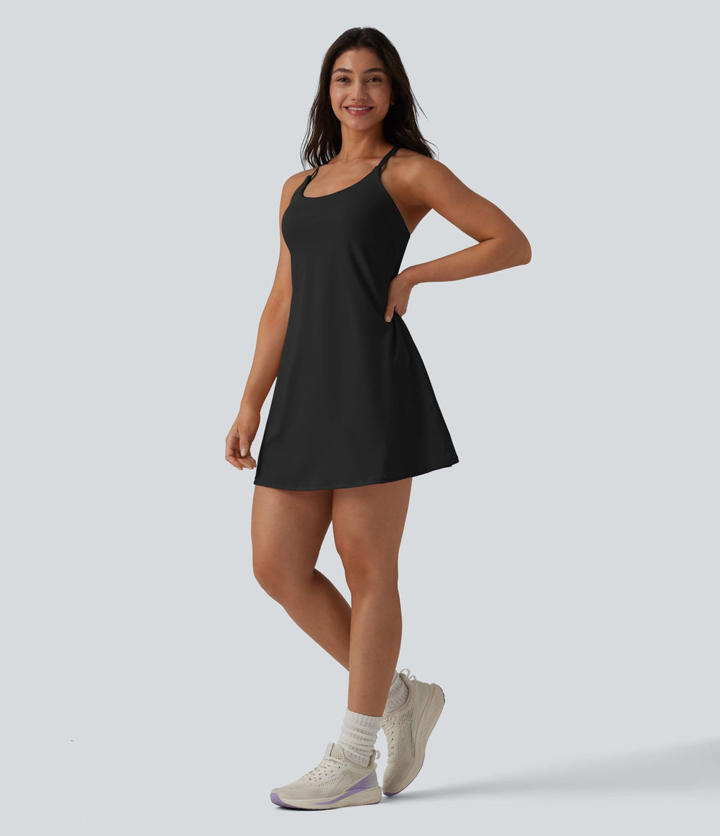 Robe de danse SoftlyZero™ Plush effet push-up dos nu avec bretelles réglables croisées et brassière intégrée – Édition Easy Peasy