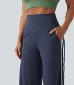 Pantalon ample yoga Halara UltraSculpt™ taille haute gainant à rayures color block avec poches