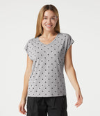 T-shirt casual col V à manches courtes à pois