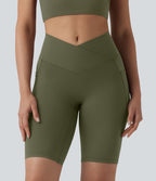 SoftlyZero™ Short cycliste de yoga croisé taille haute 23 cm avec poches - UPF50+