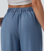 Jean large décontracté taille mi-haute en lyocell avec poches
