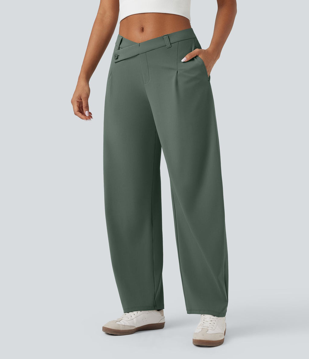 Pantalon tailleur fuselé asymétrique taille moyenne Halara Flex™ DayStretch avec poches