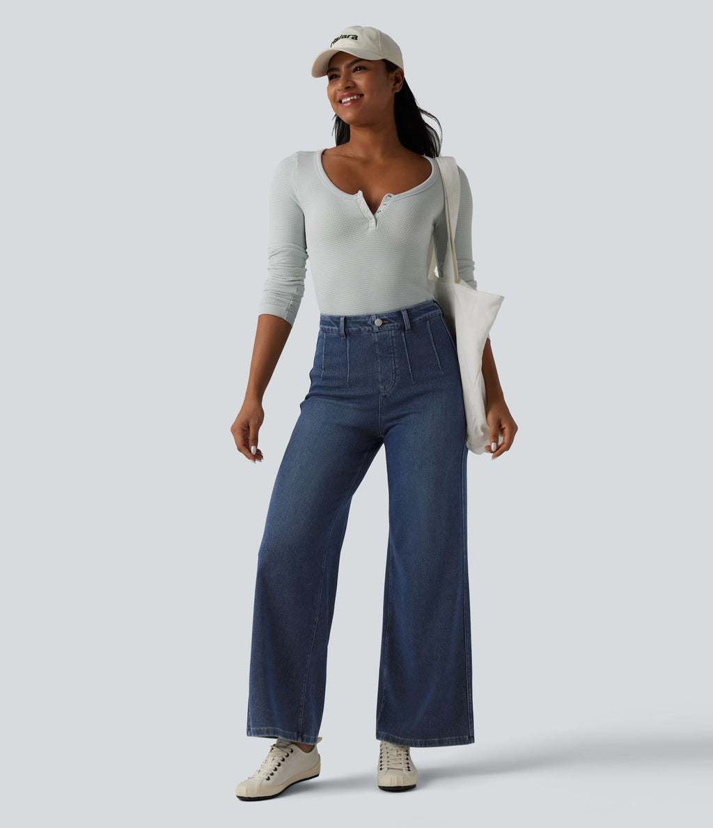 Jean large décontracté Halara Flex™ Curvy taille haute gainant avec poches