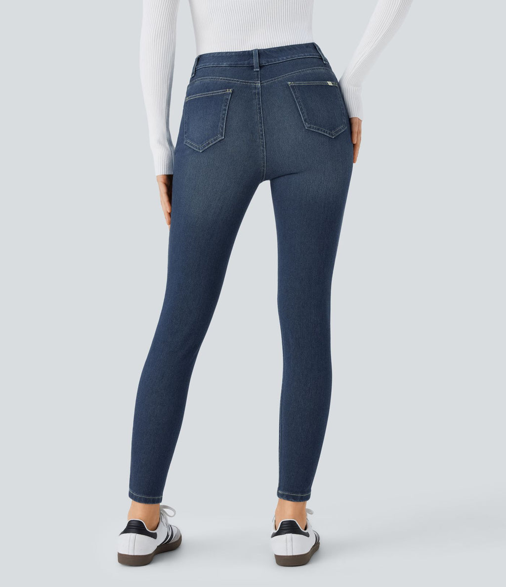 Jean skinny 7/8 décontracté taille mi-haute Halara Flex™ avec poches à enfiler