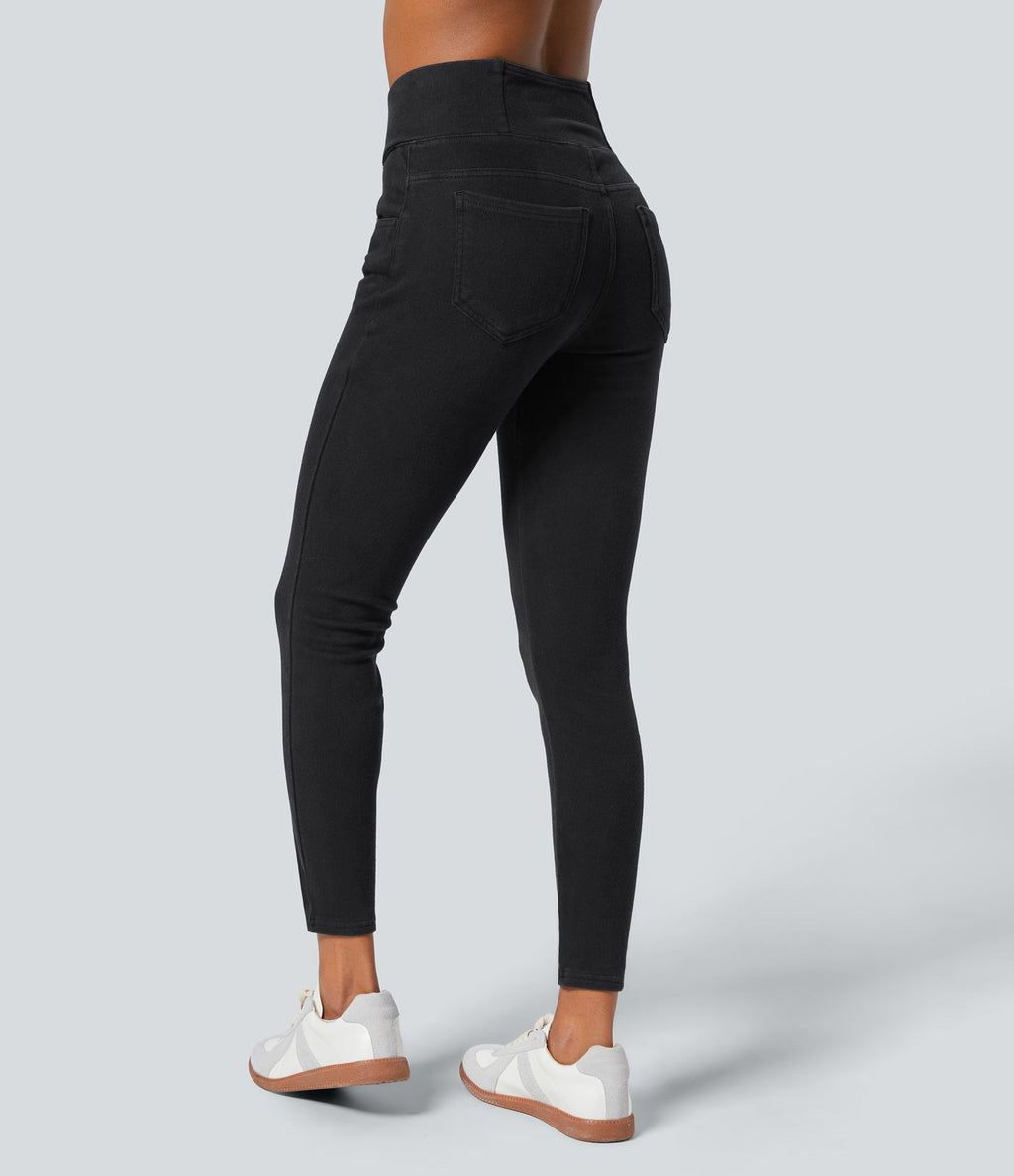 Halara Flex™ Denim Heat Legging casual 7/8 taille haute croisée avec poches