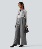 Pantalon tailleur baggy taille haute avec poches