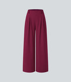 Halara Flex™ Pantalon Tailleur Large Fluide Gaufré Taille Haute Poches Latérales
