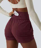 Short de yoga SoftlyZero™ Airy taille haute froncé effet frais InstantCool 7,5 cm avec poches