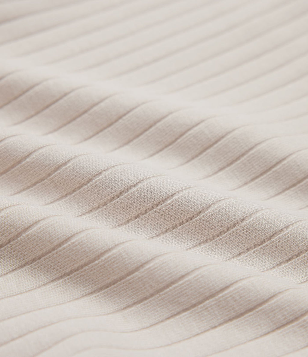 Pantalon décontracté maille côtelée taille haute avec poches