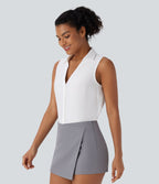 Chemise de travail sans manches à col V et boutons