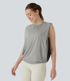 Débardeur de yoga col rond froncé, tissu rafraîchissant - Protection UPF50+