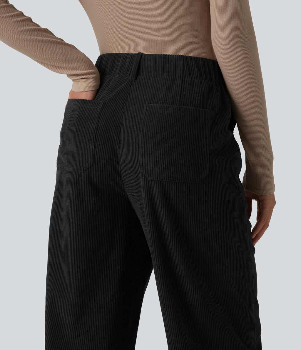 Halara Flex™ Pantalon tailleur velours côtelé taille haute coupe tonneau avec poches