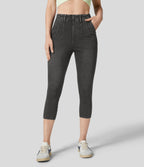 Halara Flex™ Legging Capri Casual Taille Midi Avec Poche Latérale En Tricot Extensible