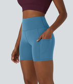 Patitoff™ Short 12,5cm Biker Résistants aux Poils d'Animaux à Taille Haute et Poches Latérales