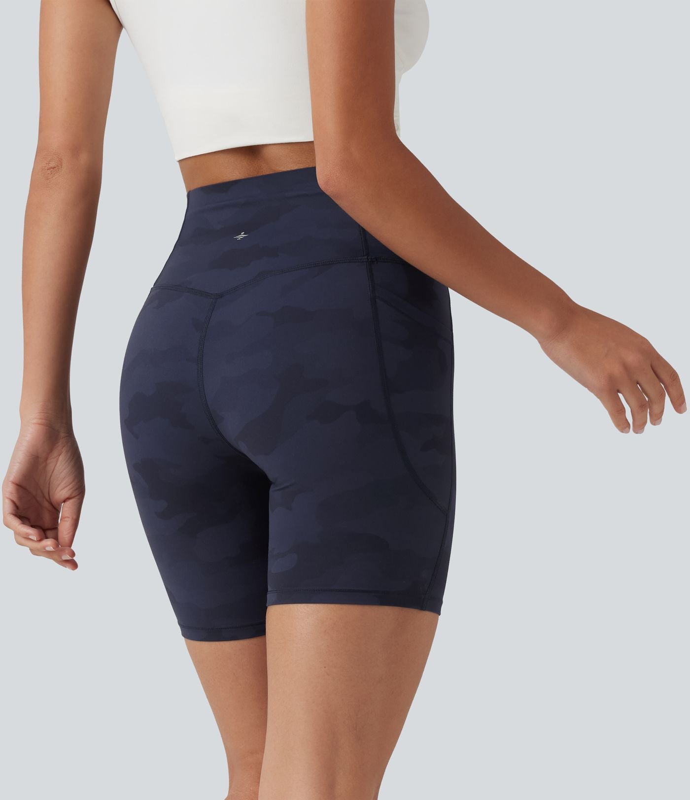 Short cycliste d'entraînement gainant taille haute UltraSculpt™ à imprimé camouflage 17,5 cm avec poches