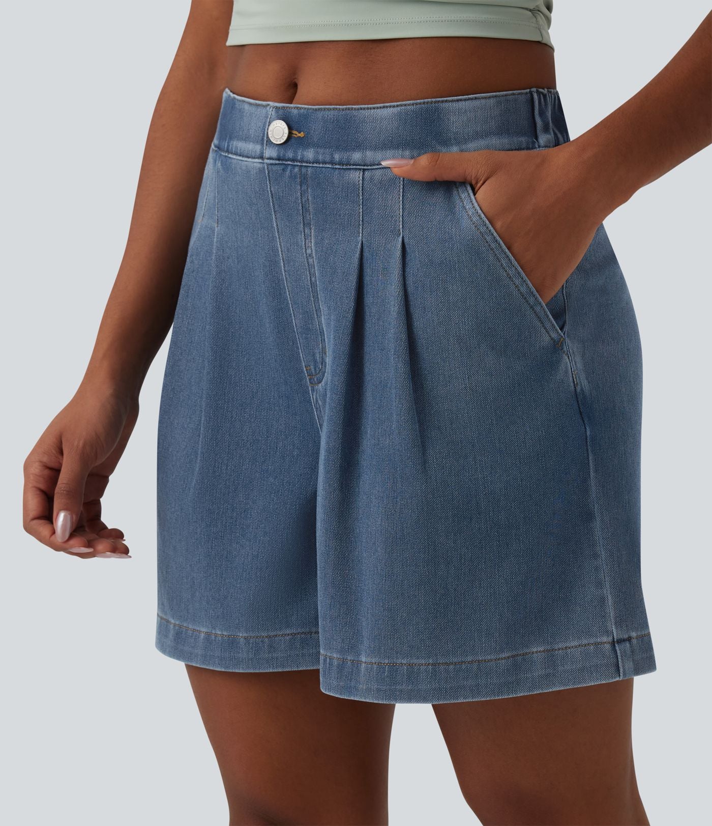Bermuda en jean Halara Flex™ casual taille mi-haute avec poches