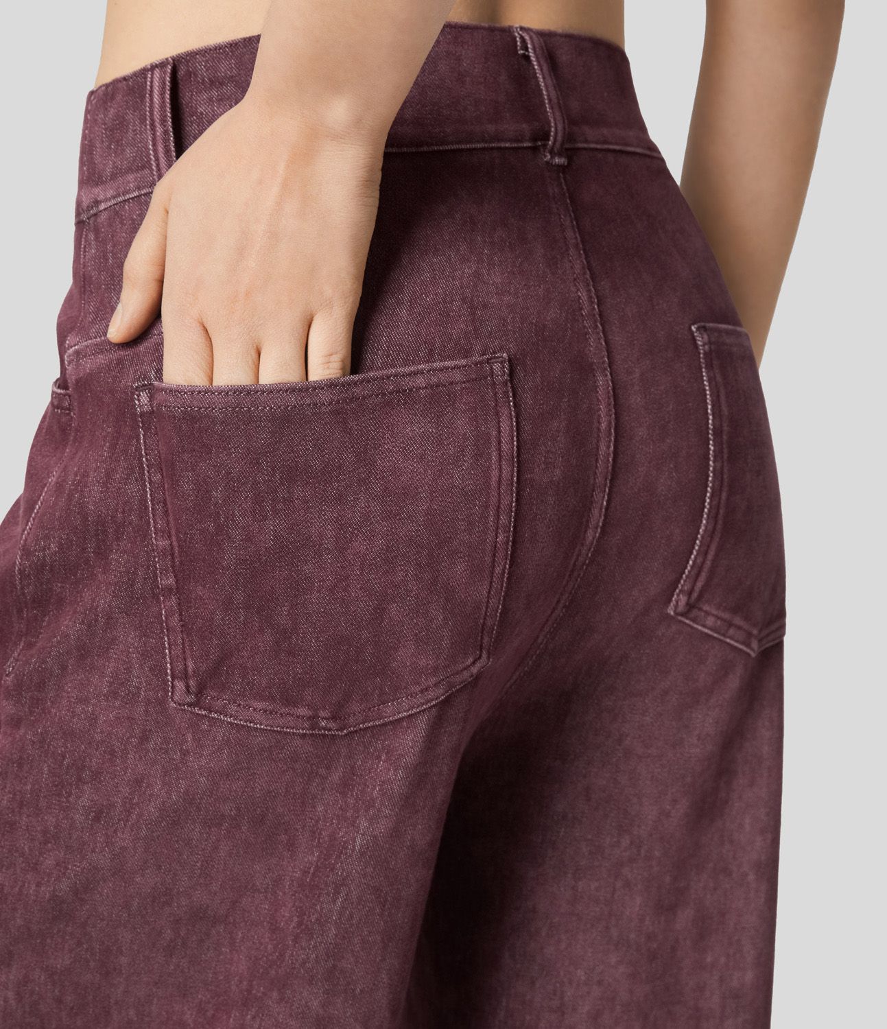 Halara Flex™ Jeans Causal Fuselés à Taille Mi-haute avec Plusieurs Poches en Tricot Extensible Coloré