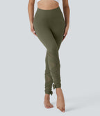 Softlyzero™ Legging Taille Haute Empiècement en Maille Contrastante Lacets Croisés Longueur 7/8