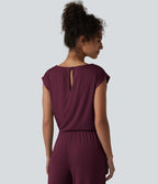 Combinaison casual sans manches col V cordon de serrage avec poches - Easy Peasy
