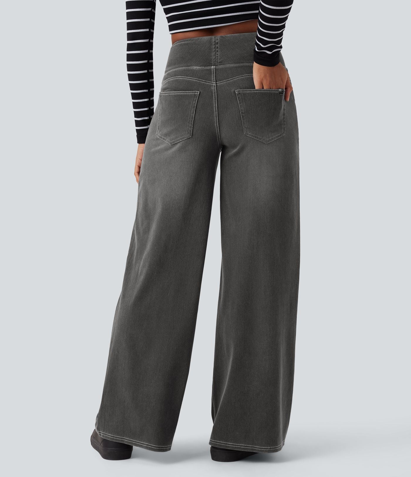 Jean décontracté ample gainant taille mi-haute avec poches Halara Flex™