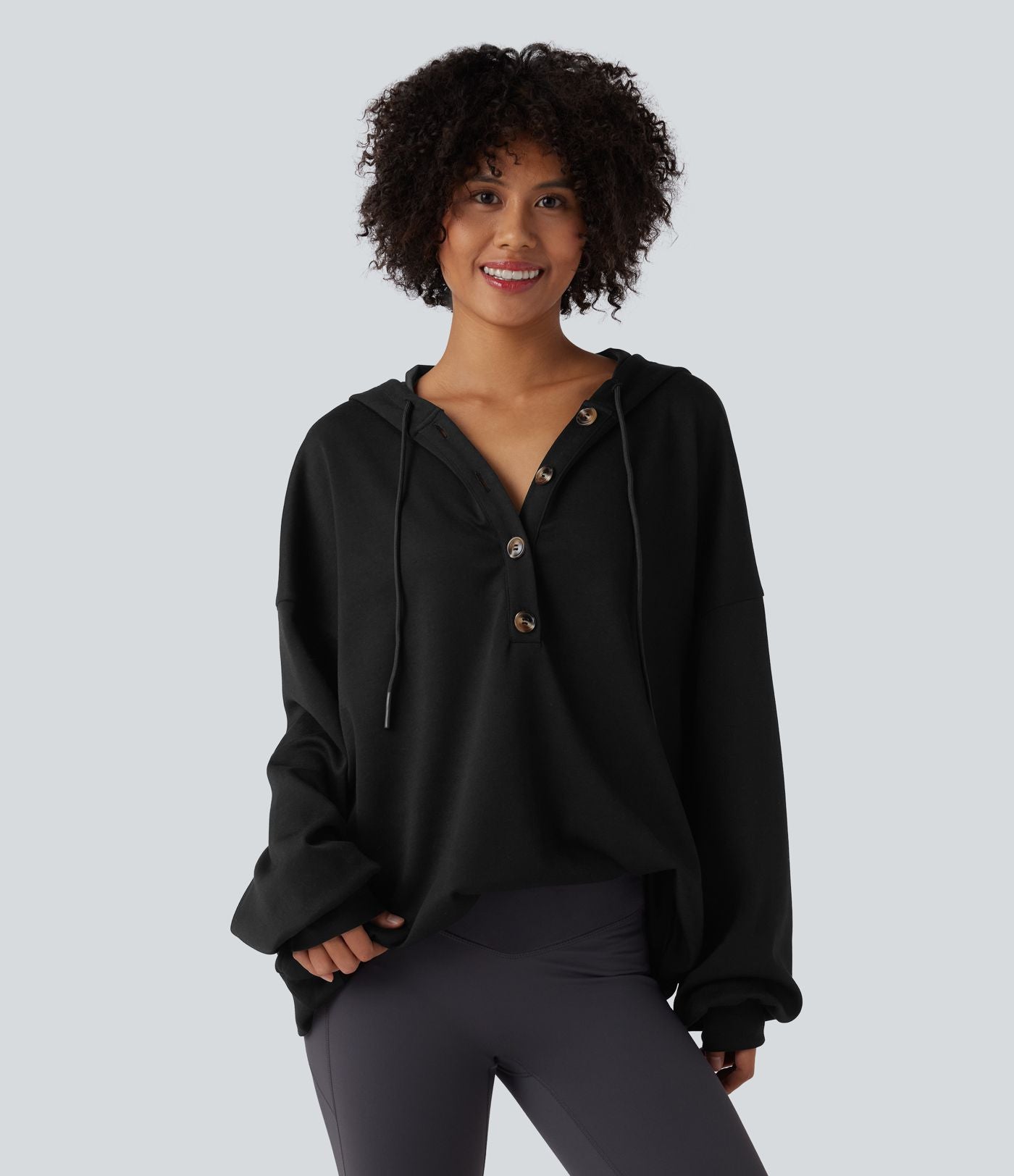 Sweat-shirt décontracté à capuche, cordon de serrage, manches longues et poches