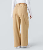 Halara Flex™ Pantalon Tailleur Large Fluide Gaufré Taille Haute Poches Latérales